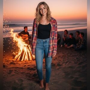 American Eagle Boyfriend Fit Flannel Shirt Size M